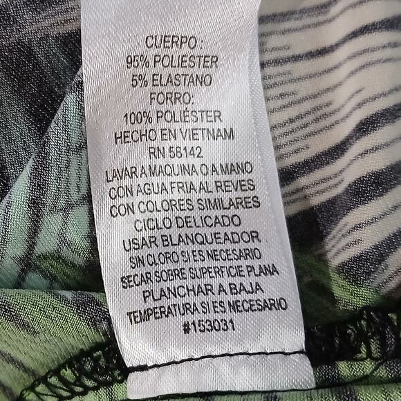 London Style Collection Med Sleeveless Slit Green/Blue Tropical print Maxi Dress - Picture 14 of 14